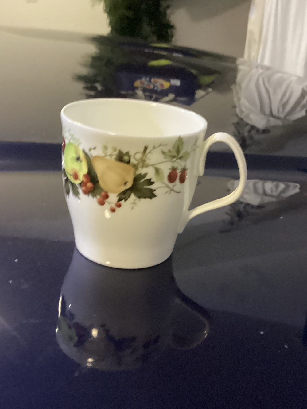 Royal Doulton Miramont China mug- White with Multicolor Fruit Design
